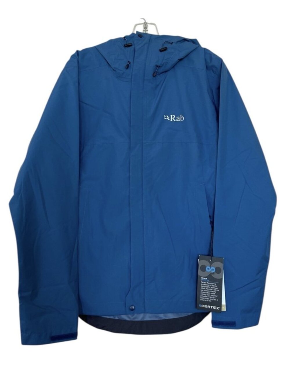 RAB Downpour Eco Jacket Womens Size Small Blue Waterproof Hooded Long Sleeve